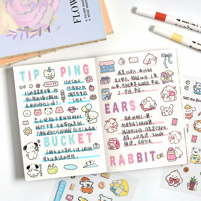 Mango adorable japonés chica corazón pegatinas de mascotas impermeables DIY material de contabilidad se puede colgar pegatinas autoadhesivas para niños