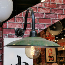 加厚复古怀旧吊灯搪瓷工矿灯灯罩老式军绿色户外防水马路弯灯代发