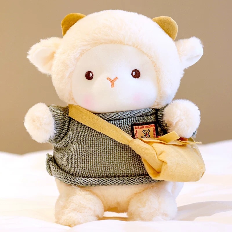 Muñeca de cambio de ropa de oveja de Polk almohada regalo de cumpleaños actividad de seguridad arrojando muñeca de agarración emoción acompañante muñeca de cordero