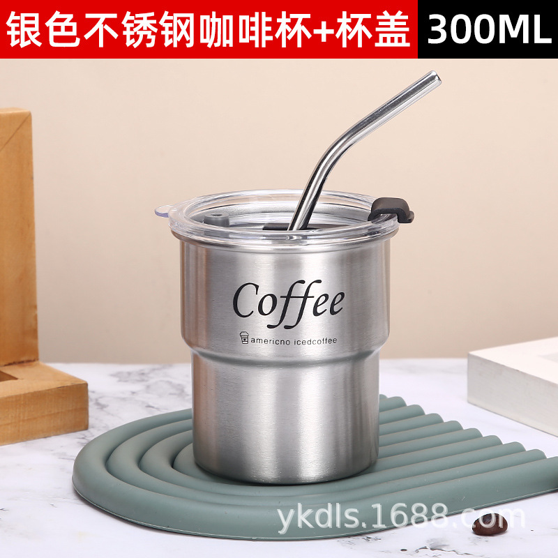 Taza de escalón de una sola capa para exteriores Taza de café de acero inoxidable 304 ins Vaso de cerveza de camping de borde rizado conveniente de alto valor