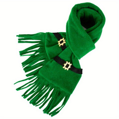 愛爾蘭聖帕特里克節派對用品綠葉節保暖流蘇圍巾旅遊派對裝飾圍巾