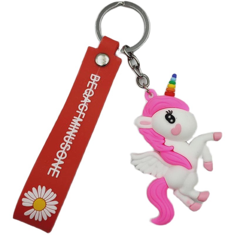 Venta caliente transfronteriza PVC Pegasus unicornio llavero colgante traje bolsa ropa adornos práctico pequeño regalo