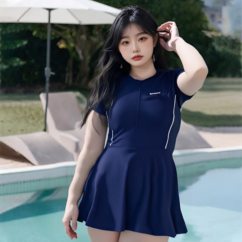 Traje de baño de verano para mujer talla grande gordo mm ligeramente gordo que cubre la carne adelgazante vacaciones de aguas termales deportes conservadores traje de baño de una pieza para mujer al por mayor