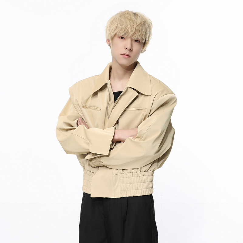 MTLCLOTHES men's clothing | 2024 spring new Korean style profile non-removable shoulder pad short solid color jacket MTLCLOTHES men's clothing | 2024 spring new Korean style profile non-removable shoulder pad short solid color jacket