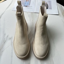 off无标英伦风软底牛反绒短靴切尔西裸靴秋冬新款百搭时尚女靴子