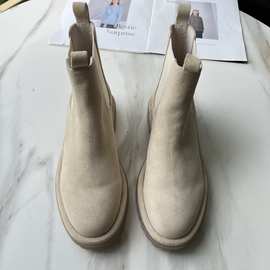 off无标英伦风软底牛反绒短靴切尔西裸靴秋冬新款百搭时尚女靴子