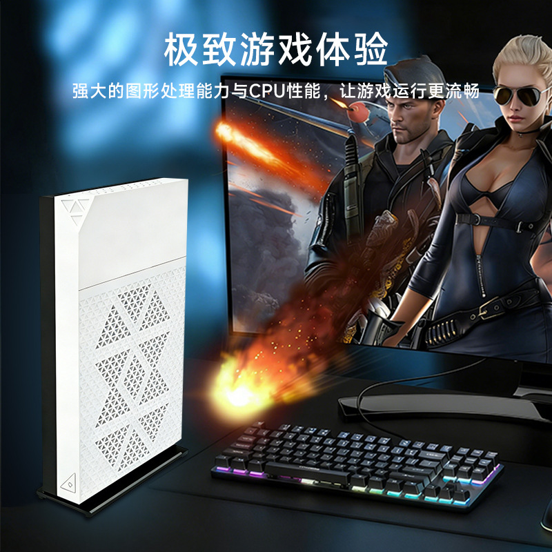 AMD高性能四核迷你主机台式商用4k双屏微型电脑静音工控机mini pc