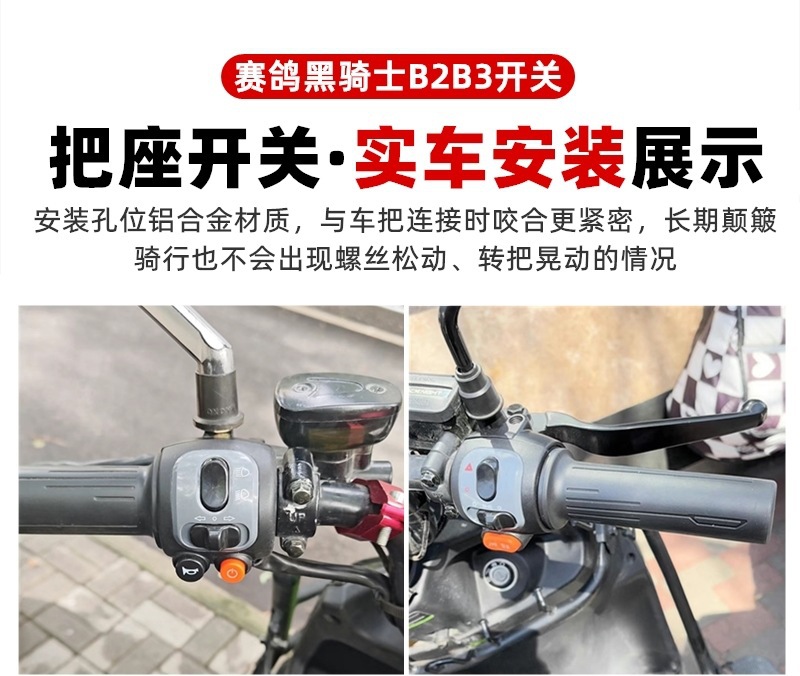 Electric Racing Pigeon Black Knight A10/B2/B3Plus Combination Switch Horn Start Dual Flash Gear Shift Handlebar Assembly
