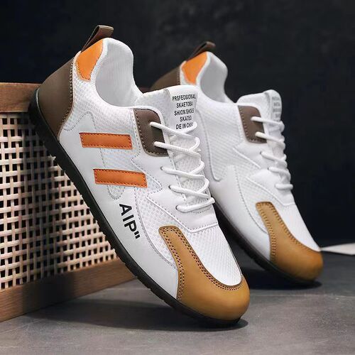 Wholesale Men's Spring Mesh Breathable Sports Casual Bean Shoes for Youth Soft Sole Trendy Lightweight Matchable Platform Shoes