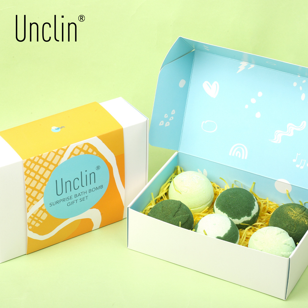 UNCLIN大麻籽油浴盐球精油泡澡球105g 6球套装精油足浴沐浴球套盒