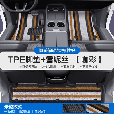 Modelə uyğun ayaqaltı: Floor Mats with Full Coverage of - please-leave-a-message-or-note-the-model-year-when-placing-an-order-rice-grain-pattern-tpe-bag-threshold-mat-coffee-color-snowiness