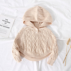 New autumn and winter Korean style girls' cute hooded sweater baby thickened twist shawl cloak knitted pullover top