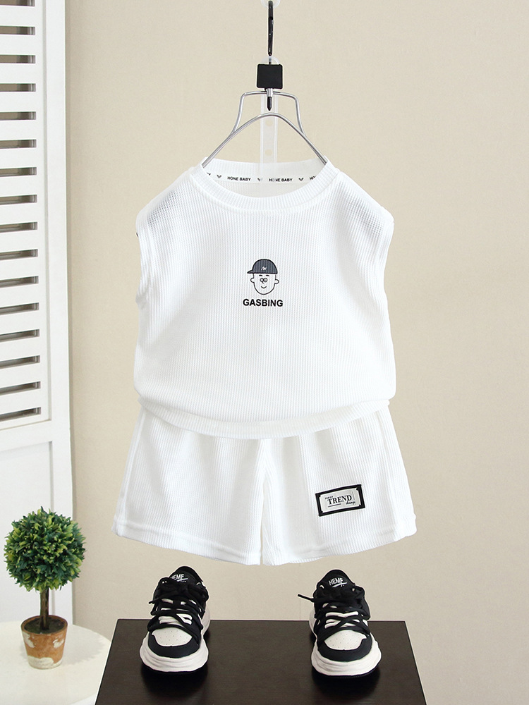 5281 Traje de verano para niños 2025 Nuevo chaleco sin mangas de verano para niños Ropa de bebé de estilo occidental Niño de verano