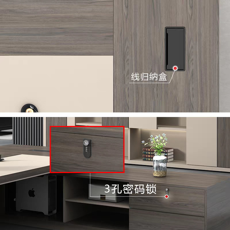 Lujo ligero de gama alta de lujo simple moderno jefe de escritorio gerente Presidente jefe mesa y silla combinación mesa de oficina