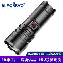 跨境新款白激光小鋼炮Type-C快充超長續航可伸縮變焦強光遠射手電