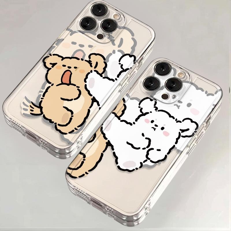 卡通挨揍飞踢小狗适用iPhone16ProMax手机壳15Pro苹果14Plus情侣