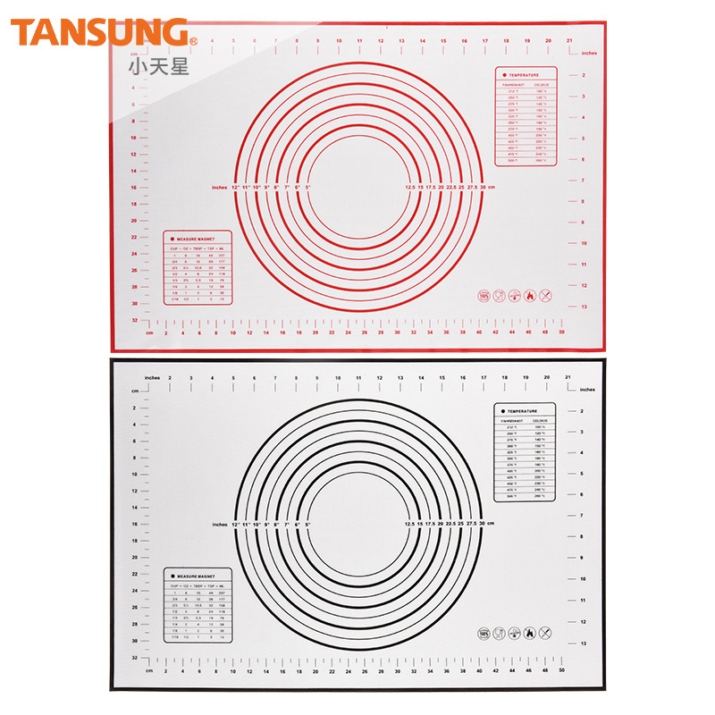 现货厨房硅胶烘焙烧烤垫 带刻度和面粉案板 马卡龙铂金硅胶揉面垫|ms