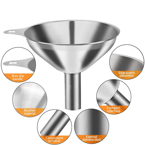 Amazon stainless steel funnel three-piece mini funnel oil filler sauce drainer wine drainer integrated liquid dispenser
