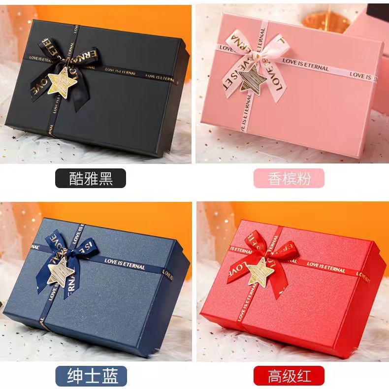 Fuchsia gift box with bow, perfume, scarf, lipstick, (Physicals) 5
