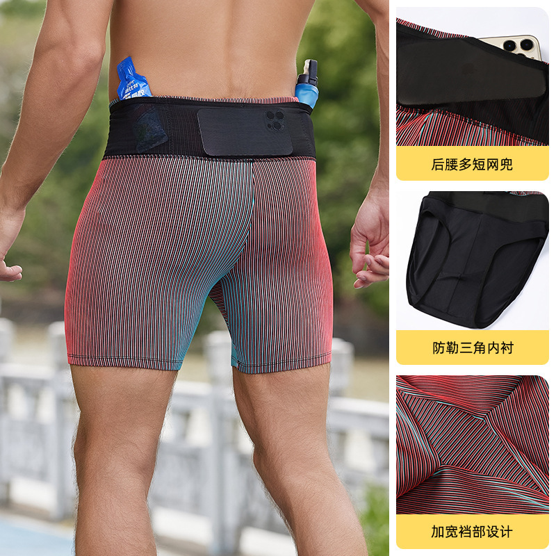 Men's and Women's Cross-border Yoga Shorts Sports Fitness Double Layer Moisture-wicking Marathon Running High Elastic Tight Shorts