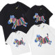 2025 new color zebra T-shirt oversize loose summer cotton family of four parent-child sweethearts outfit