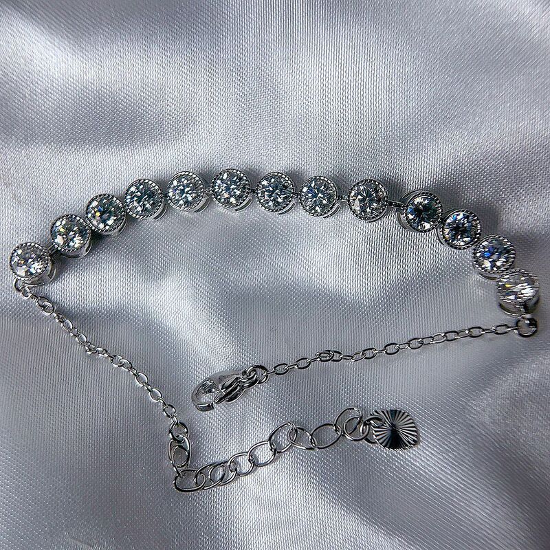 Cross-Border Hot-Selling Moissanite Tennis Chain Single-Row Chain That Can Pass the Diamond Tester, European and American Style Versatile Jewelry, Simple Design, Aliexpress