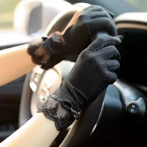 Ice silk gloves thin anti-ultraviolet summer riding driving cycling non-slip touch screen ladies lace sunscreen gloves