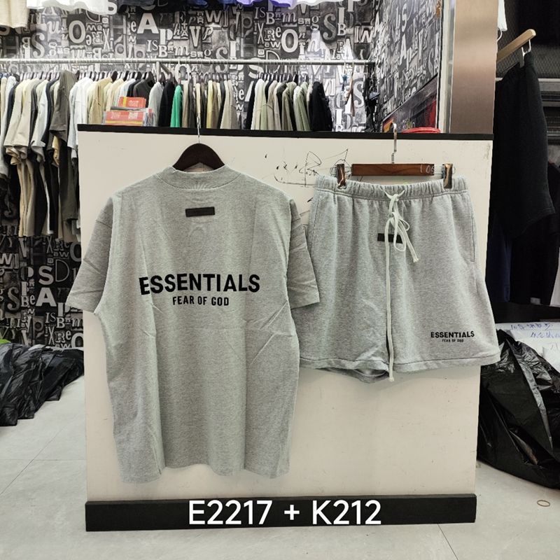 FOGESS Camiseta de cuello redondo, manga corta, camiseta de cuello de terry, pantalones cortos, set suelto, moda masculina, juventud, 18 - 24 años