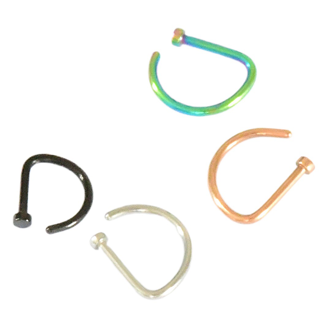 Stainless steel Amazon D-type simple American personality hip hop street style nose ring punch-free jewelry fake nose stud