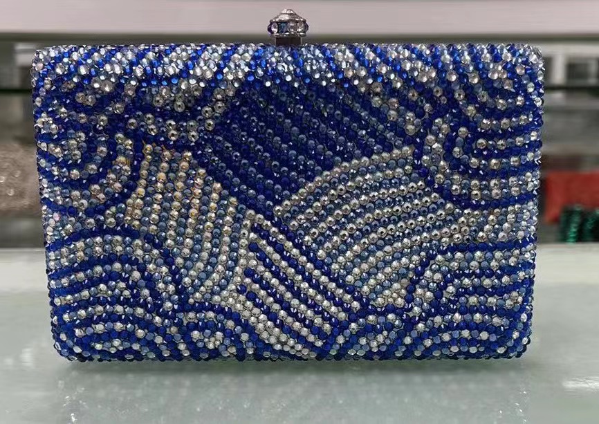 Túi clutch nữ đính kim cương thủ công đế bằng dự tiệc — Cuộn tròn đô la/phấn màu chi tiết 7
