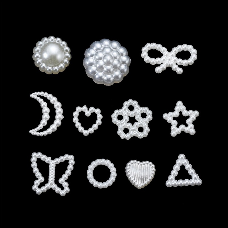 Imitation Pearl Patch Hollow Pearl Butterfly Love Five-pointed Star Triangle Accessories DIY Phone Case Nail Art Patch