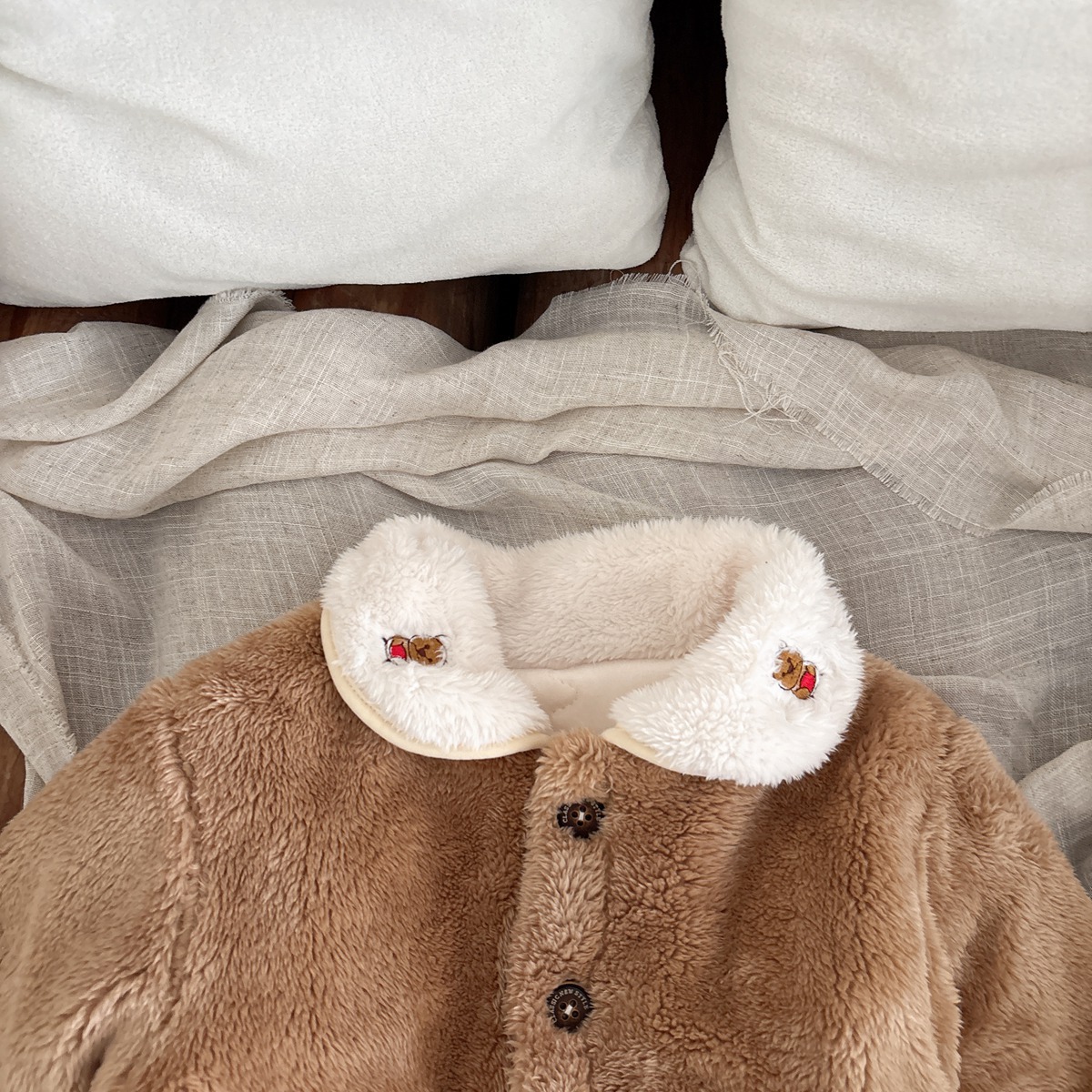 AMAZON BABYS CORAL FLEECE PAJAMAS BOY의면 패딩 두꺼운 홈 의류 겨울 소녀의 봉제 파자마 투피스 세트