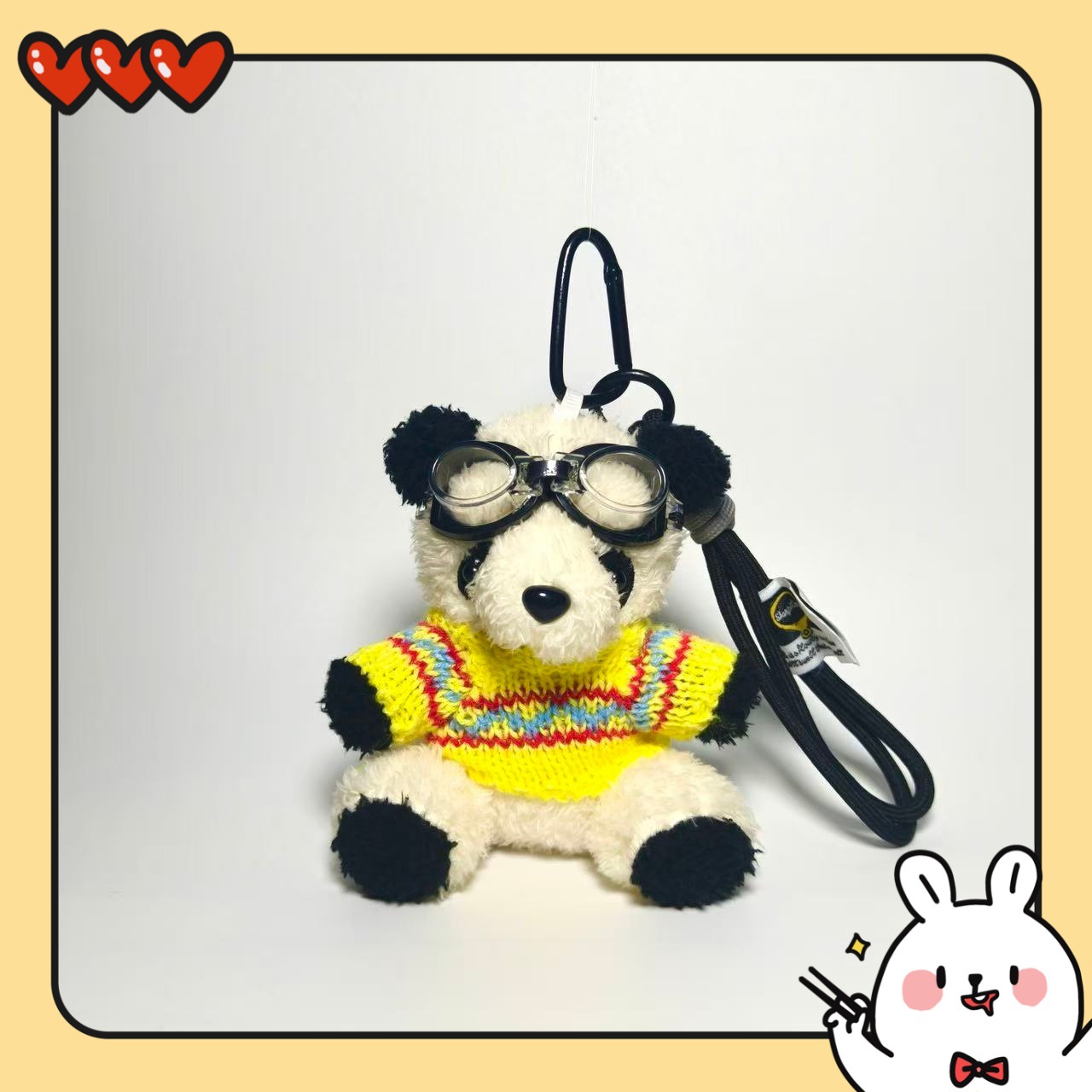 Pandas pilotos lindos colgantes de peluche llaveros muñecas colgantes bolsos colgantes para chicas regalos creativos para parejas