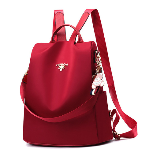 Women's 2024 New Trendy Korean Style Canvas Backpack Oxford Cloth Large Capacity Student School Bag Black Backpack