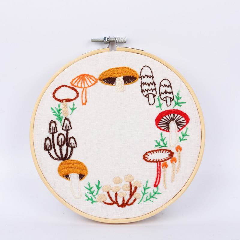 Flor y hoja hermosa tela hecha a mano DIY novato bordado europeo flores y plantas material paquete kit costura traje lavanda