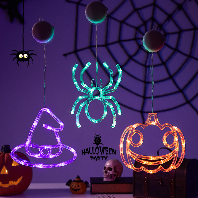 Halloween colgante ventosa lámpara de fiestas artículos decorativos calabaza araña decoración fiesta fantasma festival LED lámpara de estilo