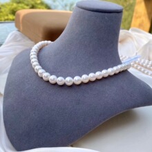走量基础款天然珍珠项链 淡水akyao白珍珠串链8-9mm皮光温润干净