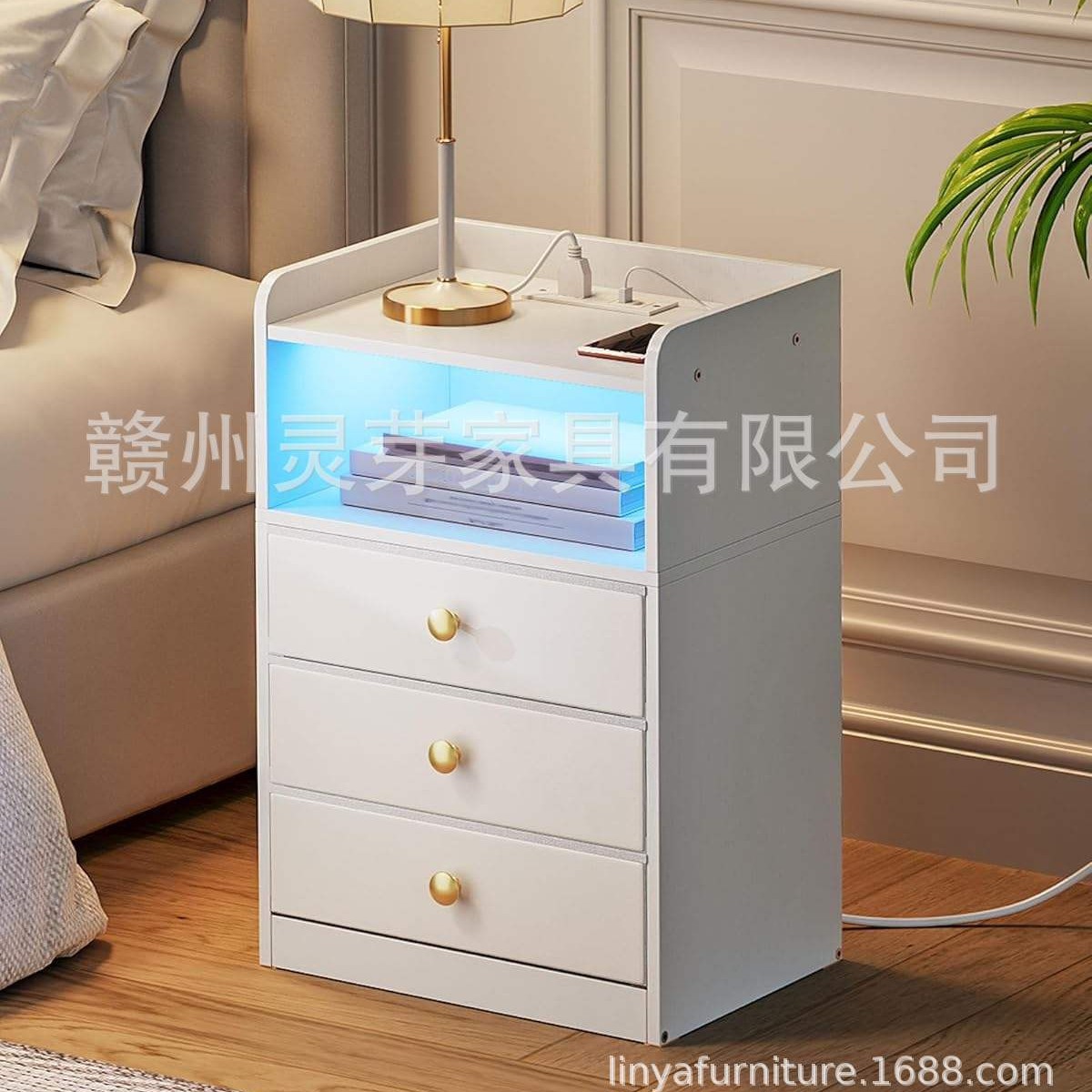 Amazon venta caliente de muebles de tablero con diodos luminosos recargables mesas de cama fábrica de comercio exterior al por mayor