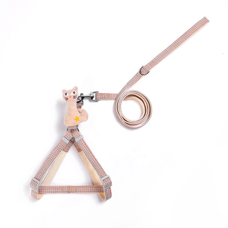 Perro cuerda de dibujos animados mascota cuerda de tracción pata de gallo gatito bordado gato pecho Correa perro cadena perro caminar cuerda en stock