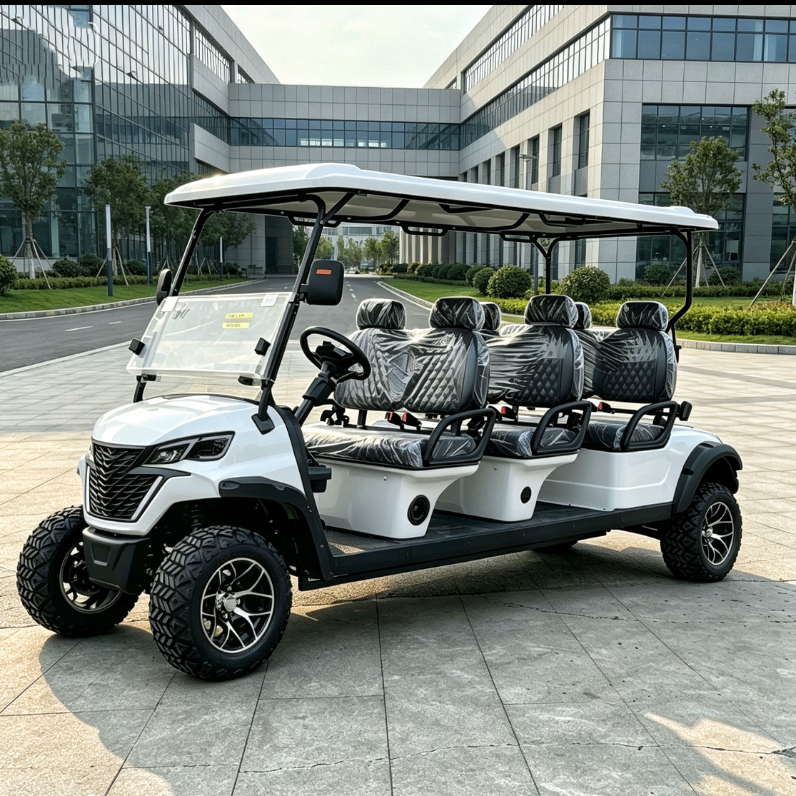 Golf cart with 6 or 8 seats for golf courses, shuttle service, guesthouses, hotels, reception, tourist attractions, electric sightseeing vehicle