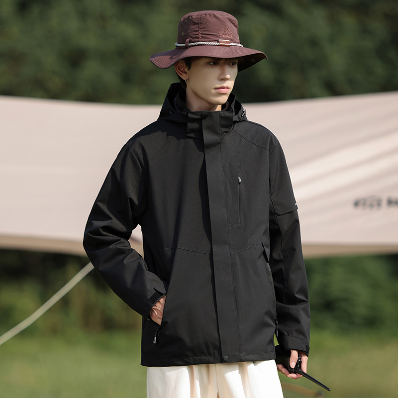 Autumn Winter Patchwork For Men And Women Couples Windproof Waterproof Hooded Jacket Sports Windbreaker_voghion.com