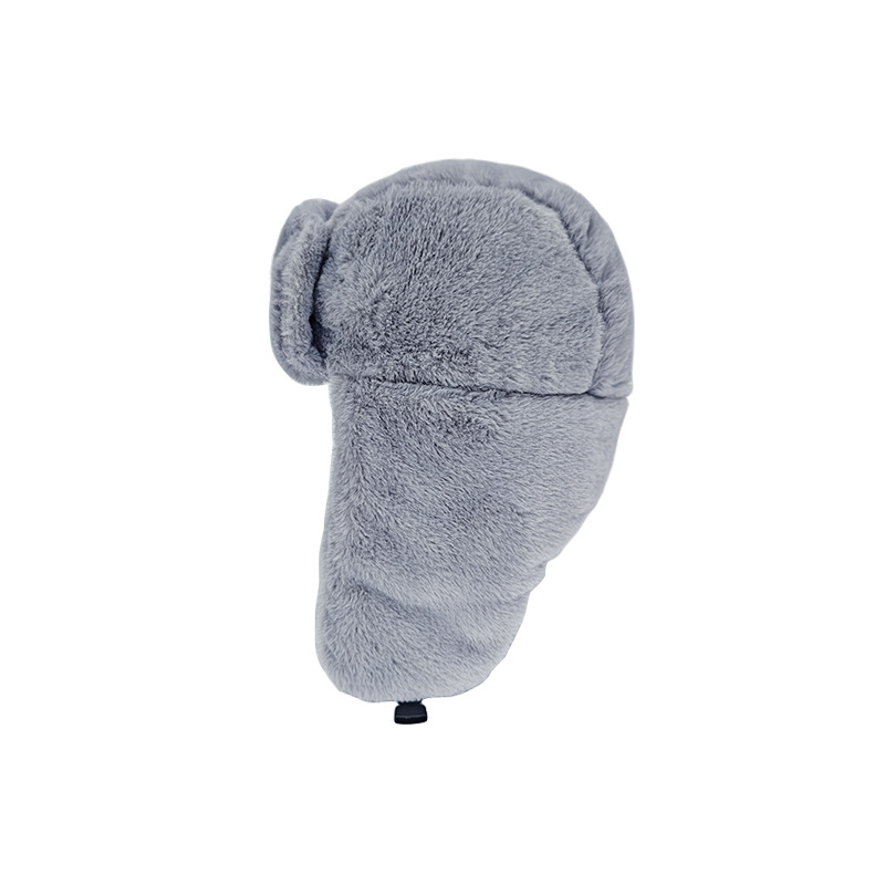 Gorro de algodón para ciclismo al aire libre, resistente al viento, con protección para las orejas de piel de conejo, estilo acogedor del noreste. Imagen adicional.