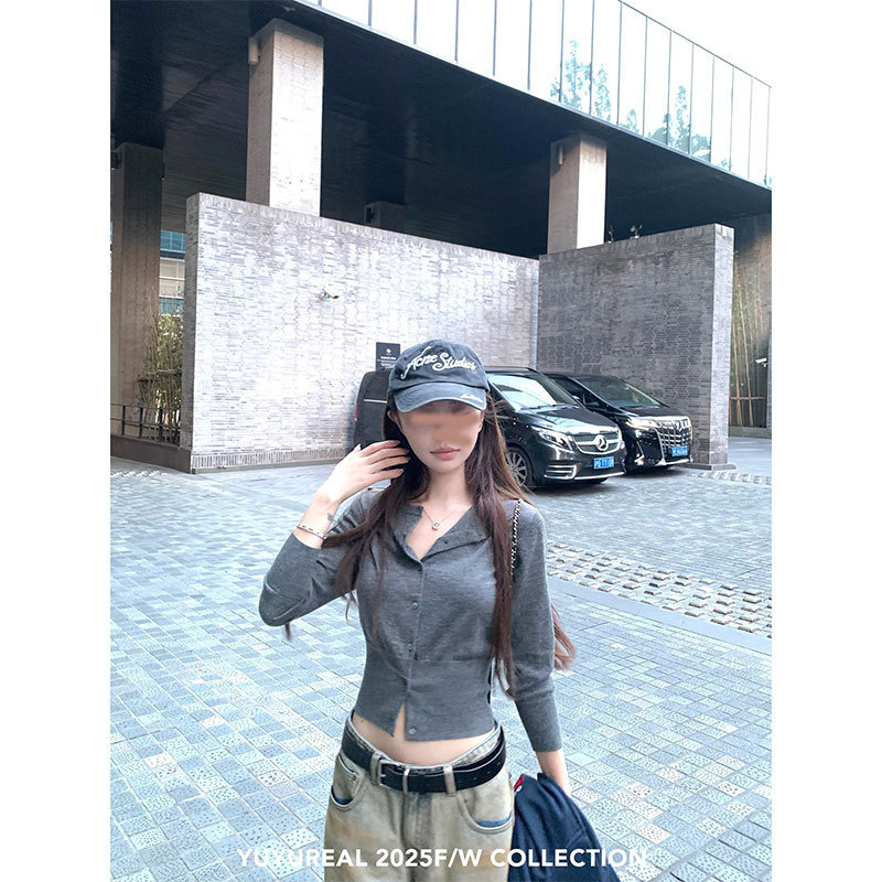 YUYUREAL 简单主义 60支超细质感羊毛中袖开衫|undefined