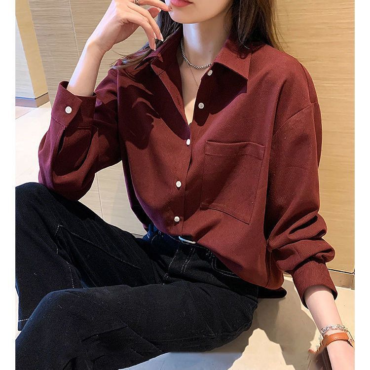 2024 Autumn and Winter New Sanding Elegant Top Women's Stacked Shirt Design Sense Niche Corduroy Long-sleeved Shirt Trendy