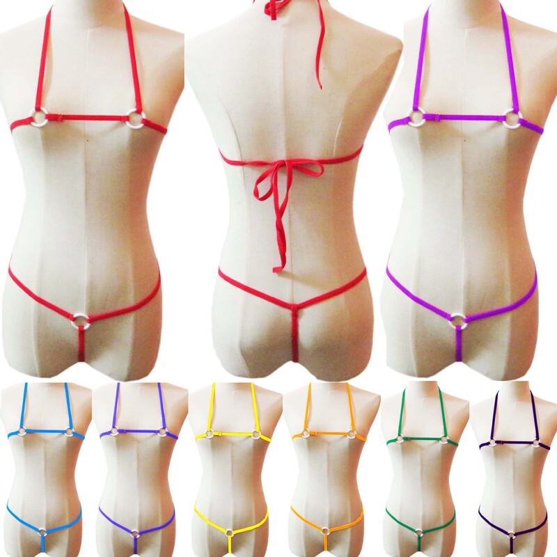 Cross-Border Sexy Lingerie Lace-Up Women's Sexy Pajamas Three-Point Hollow Thin Strap Mini Bikini Swimsuit Set