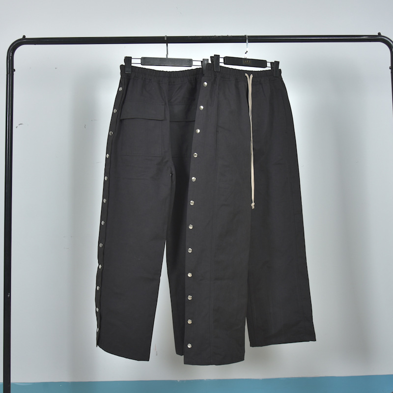 New Ro Classic Double-Row Polyester-Breasted Pants European and American High Street Cargo Pants Dark Style Casual Sports Pants for Men and Women