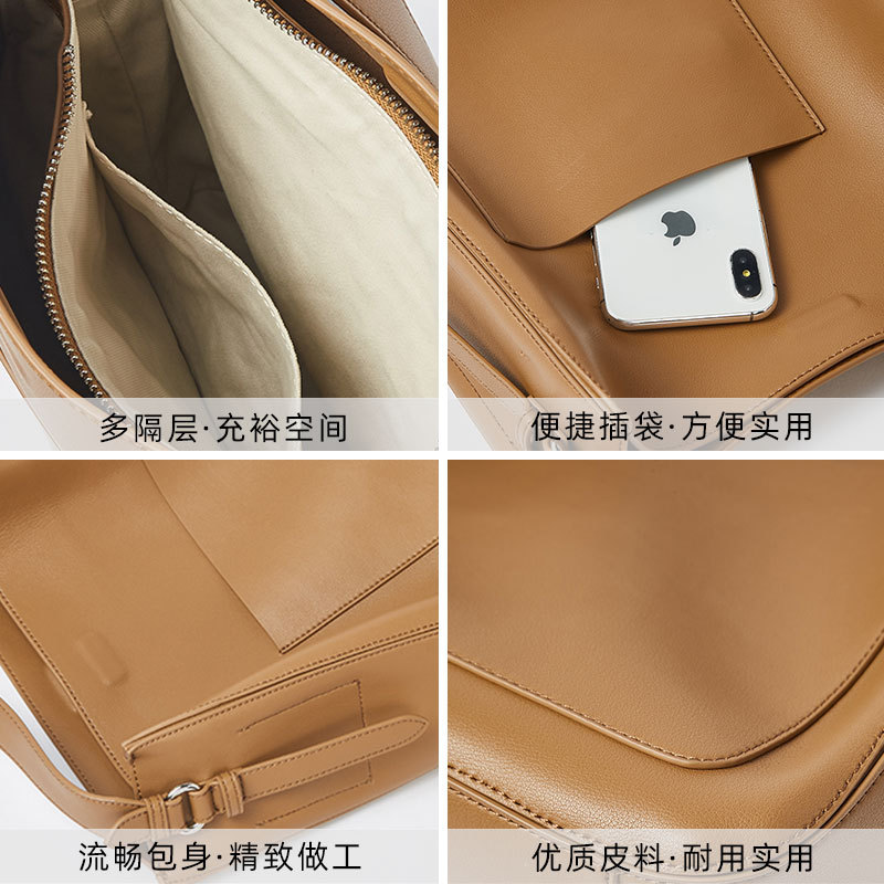 Trending Hot-Selling Market Basket Crossbody Bag For Women, Retro Bucket Bag, Genuine Leather Niche Design Large Capacity Tote Bag - Thumbnail 3