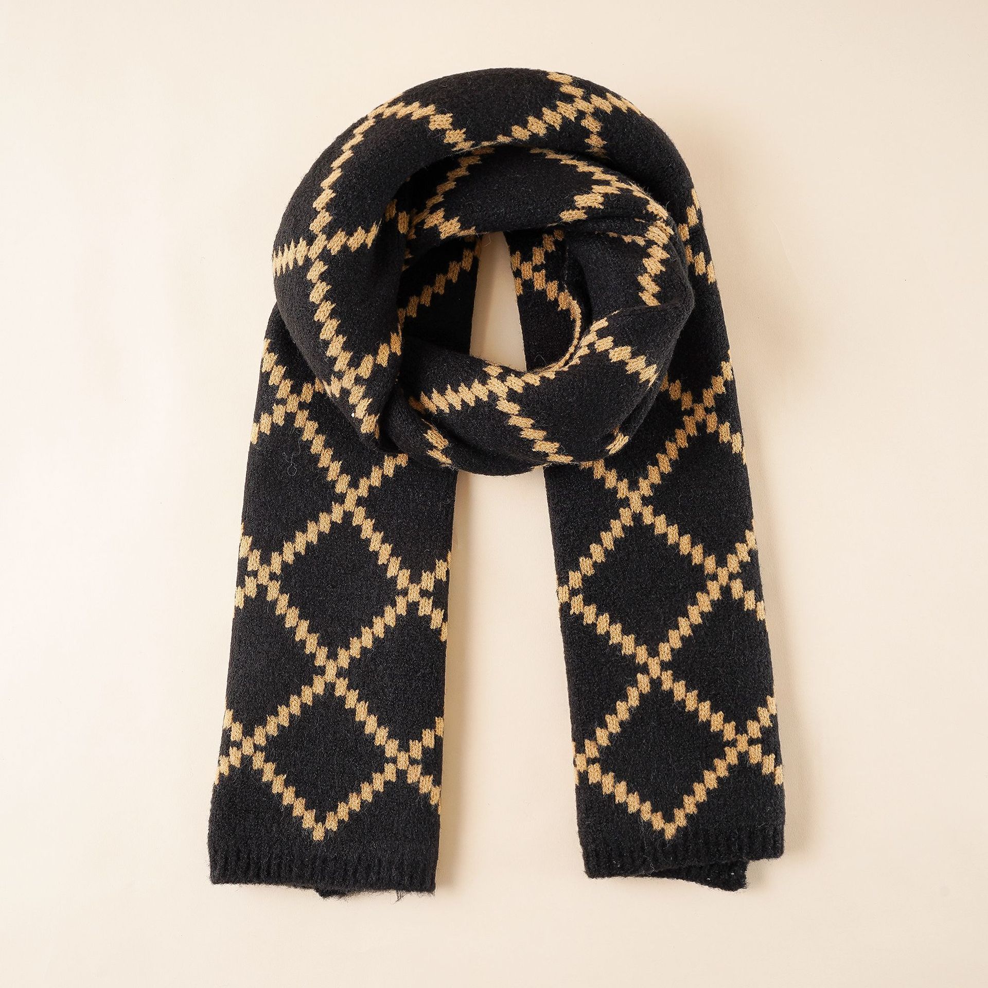 Bufanda de punto para mujer Otoño e Invierno estilo coreano de moda ins estudiantes japoneses de moda engrosada bufanda de lana cálida de invierno para hombres