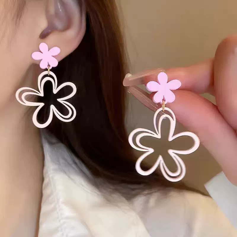 Серебряные серьги с лепестками и кисточками, розовые серьги в милом морском курортном стиле, элегантные модные серьги для женщин