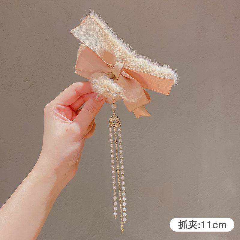 Estilo francés gran felpa clip de pelo de acrílico clip de tiburón Otoño e Invierno horquilla de alto grado versátil agarre del pelo updo tocado de pelo